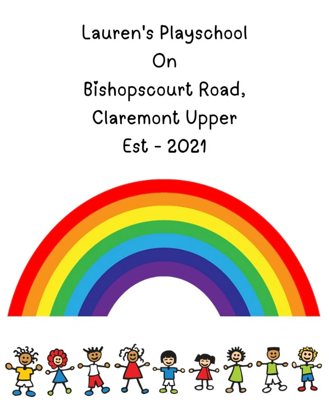 Lauren's Playschool logo — a rainbow above a row of drawn children