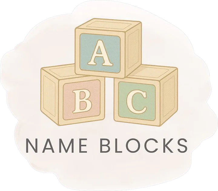 NameBlocks logo — three pastel wooden alphabet blocks