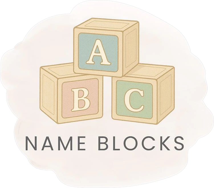 NameBlocks logo — three pastel wooden alphabet blocks