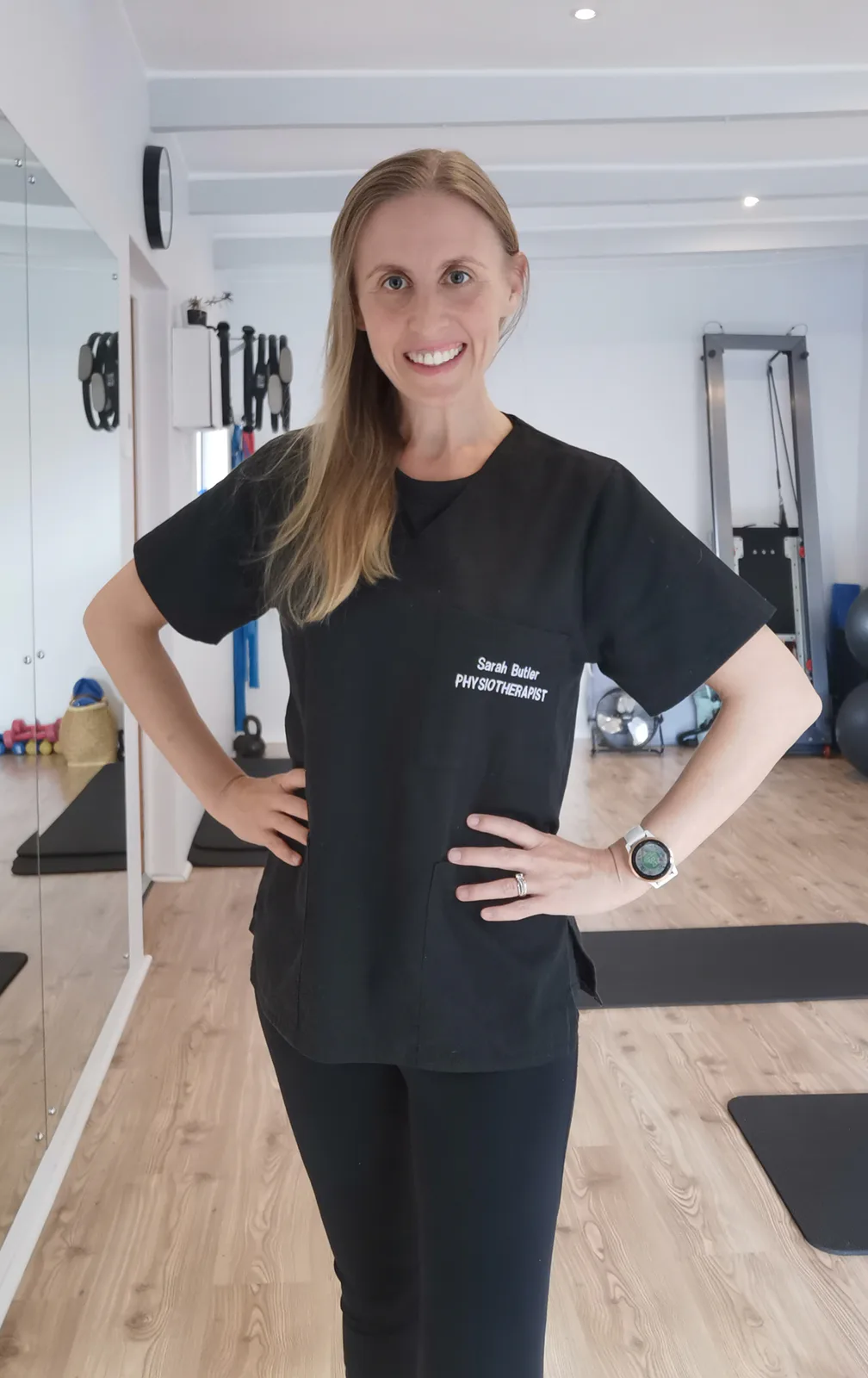 Sarah Goodwin in her physiotherapy and Pilates studio