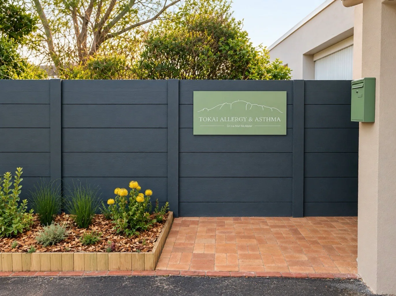 The Tokai Allergy & Asthma sign on the wall outside the practice